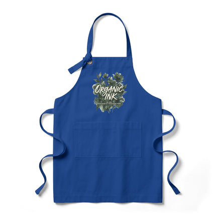Organic Ink Floral Bib Apron — Canvas Cooking & Gardening Apron with Green Leaf Design